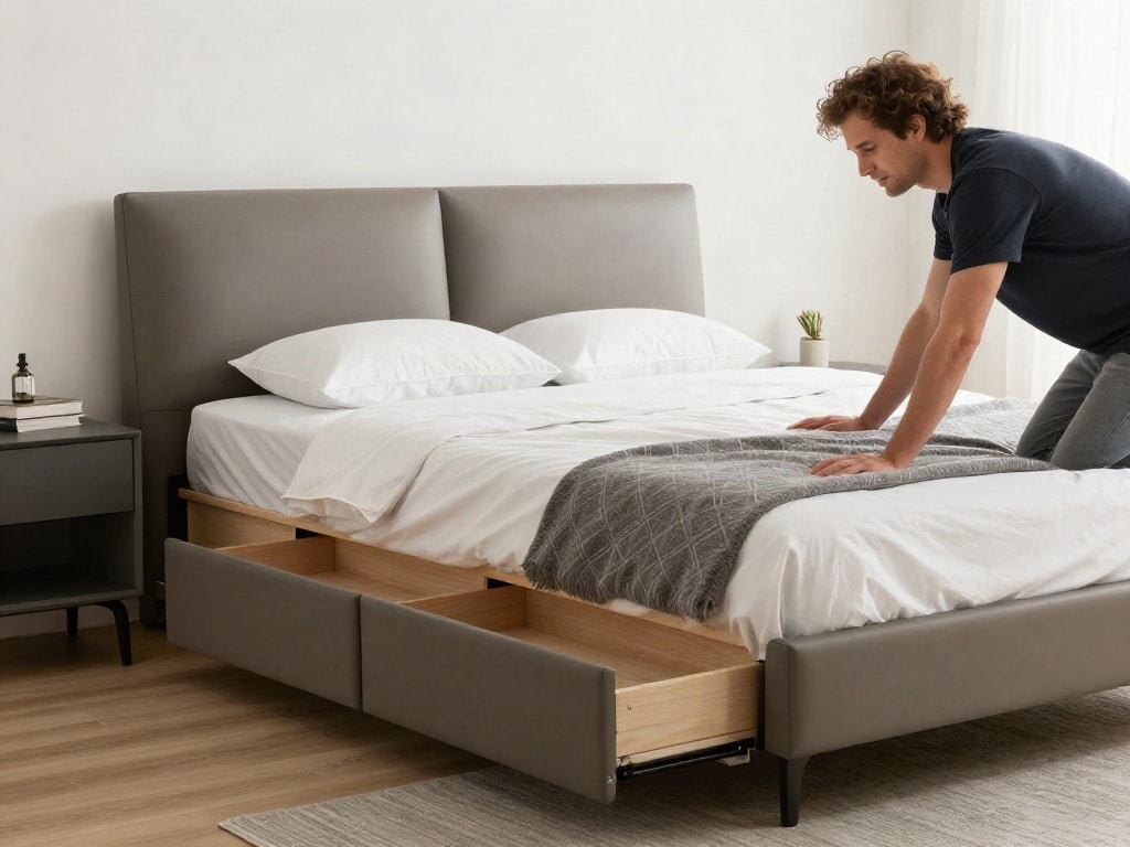 Bett mit Stauraum