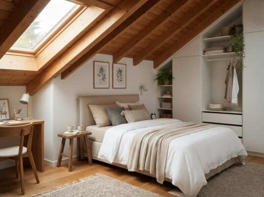 Schlafzimmer mit Dachschräge