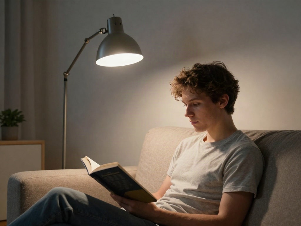 Stehlampe neben Sofa