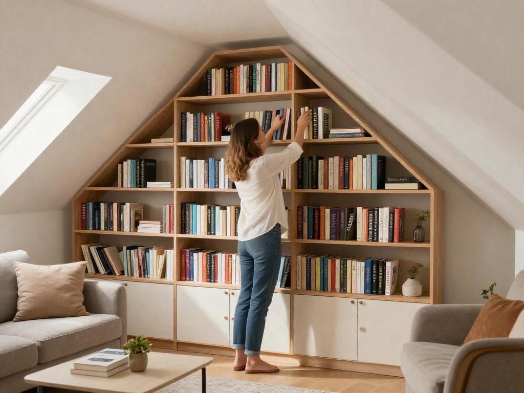 Wohnzimmer mit Dachschräge
