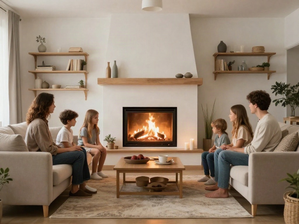 Wohnzimmer mit Kamin